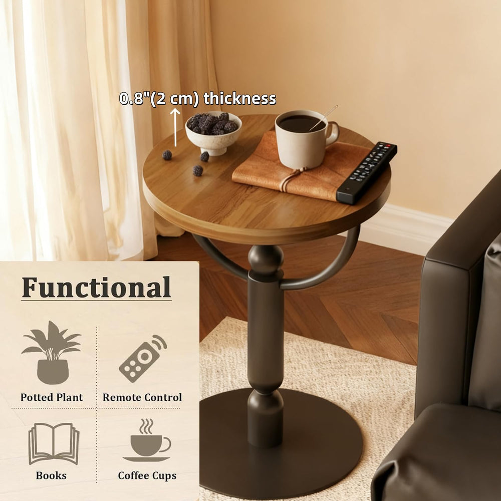 YUNMUARY-Modern Side Tables Living Room, Black Round End Table, Mid Century E...