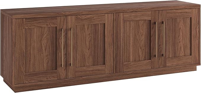 Henn&Hart TV Stand for TVs up to 75'' with 2 Concealed Storage Cabinets and Adjustable Shelves for Living Room, Family Room, or Office, Medium Walnut