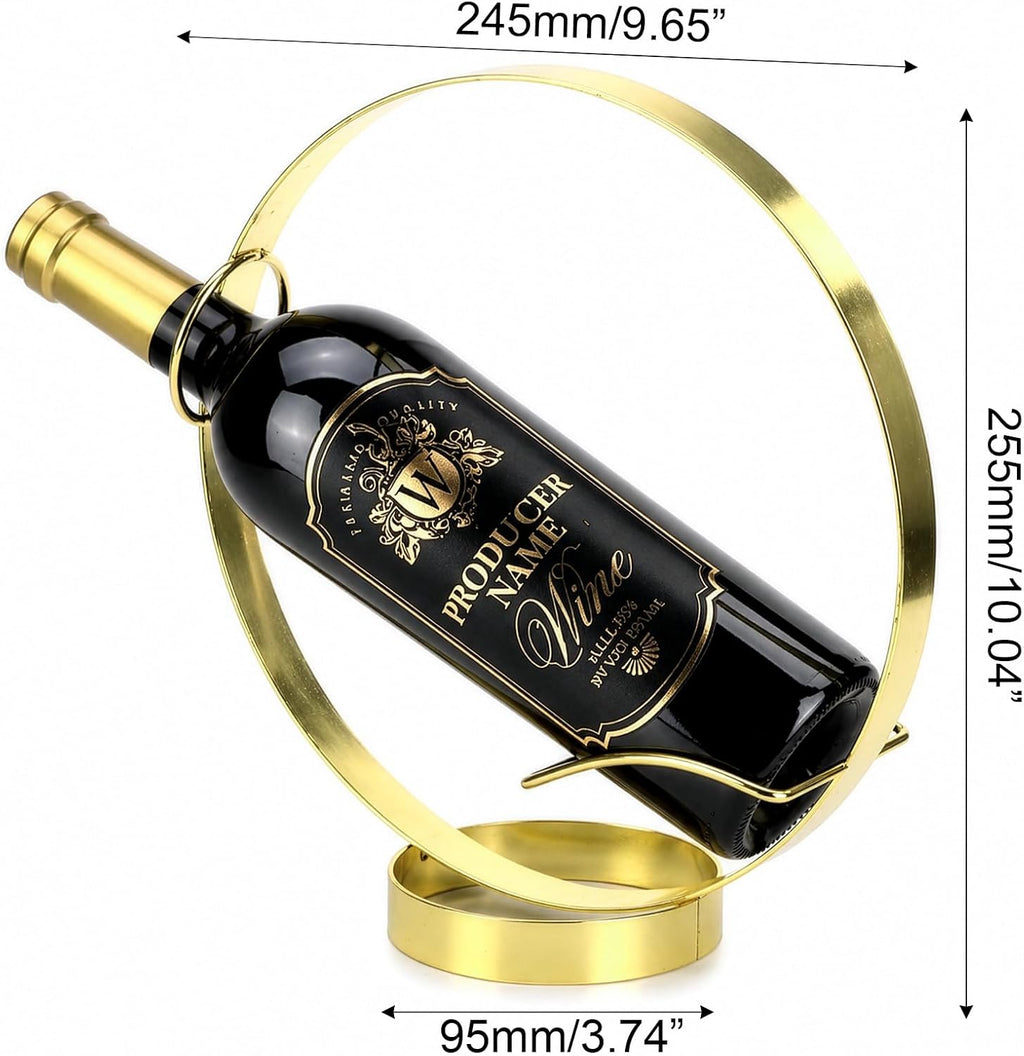 Yesland Gold Wine Bottle Holder - Metal Single Bottle Tabletop Wine Rack Stand, Freestanding Countertop Display for Kitchen Bar Decor, Wine Lover Gift