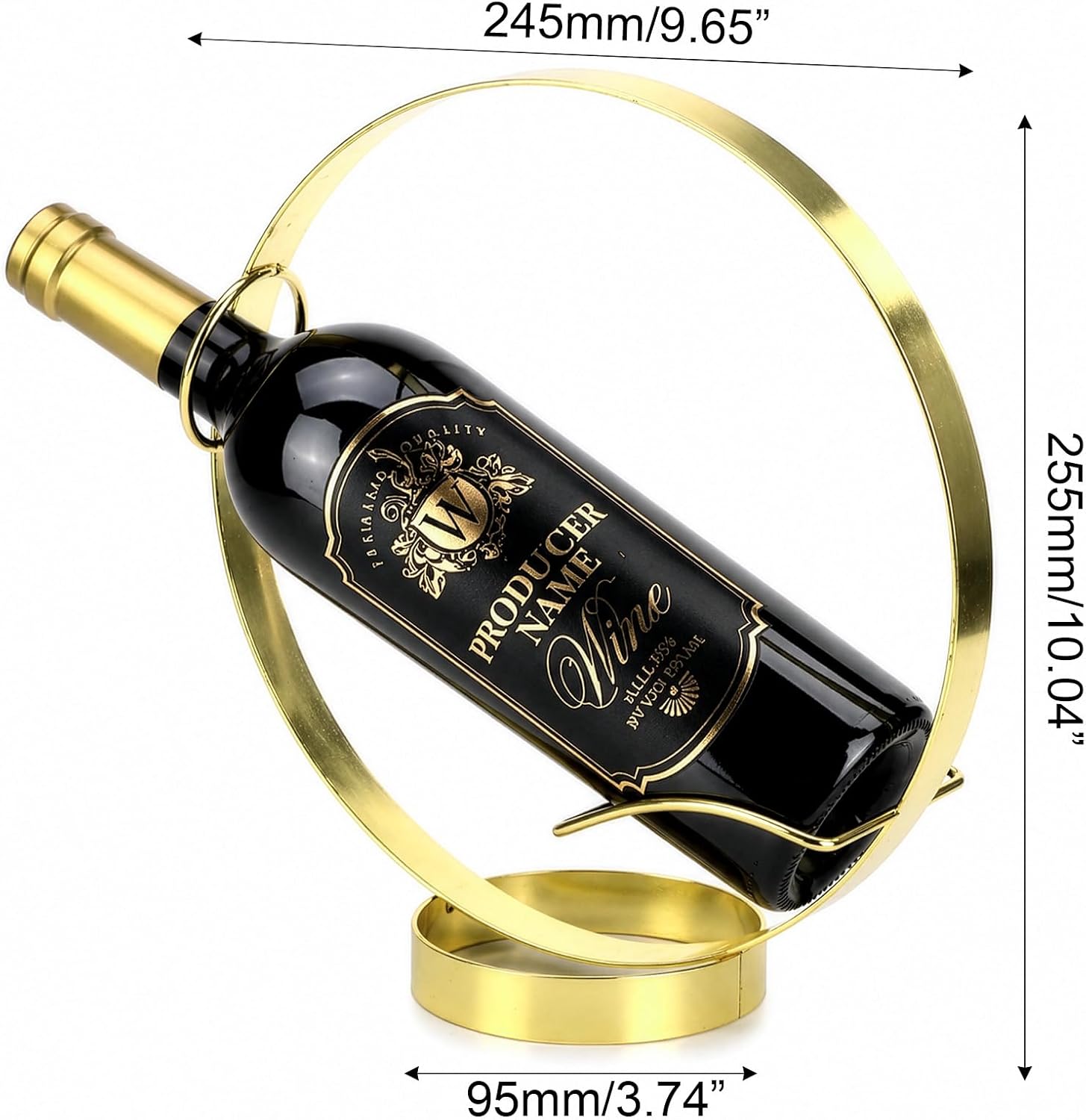 Yesland Gold Wine Bottle Holder - Metal Single Bottle Tabletop Wine Rack Stand, Freestanding Countertop Display for Kitchen Bar Decor, Wine Lover Gift