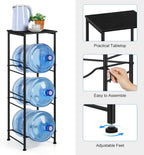 OYEAL Water Jug Holder Stand 5 Gallon Water Bottle Holder Organizer With Shelf, Heavy Duty 3 Tier Water Bottle Storage Rack for Kitchen, Office, Living Room, Black