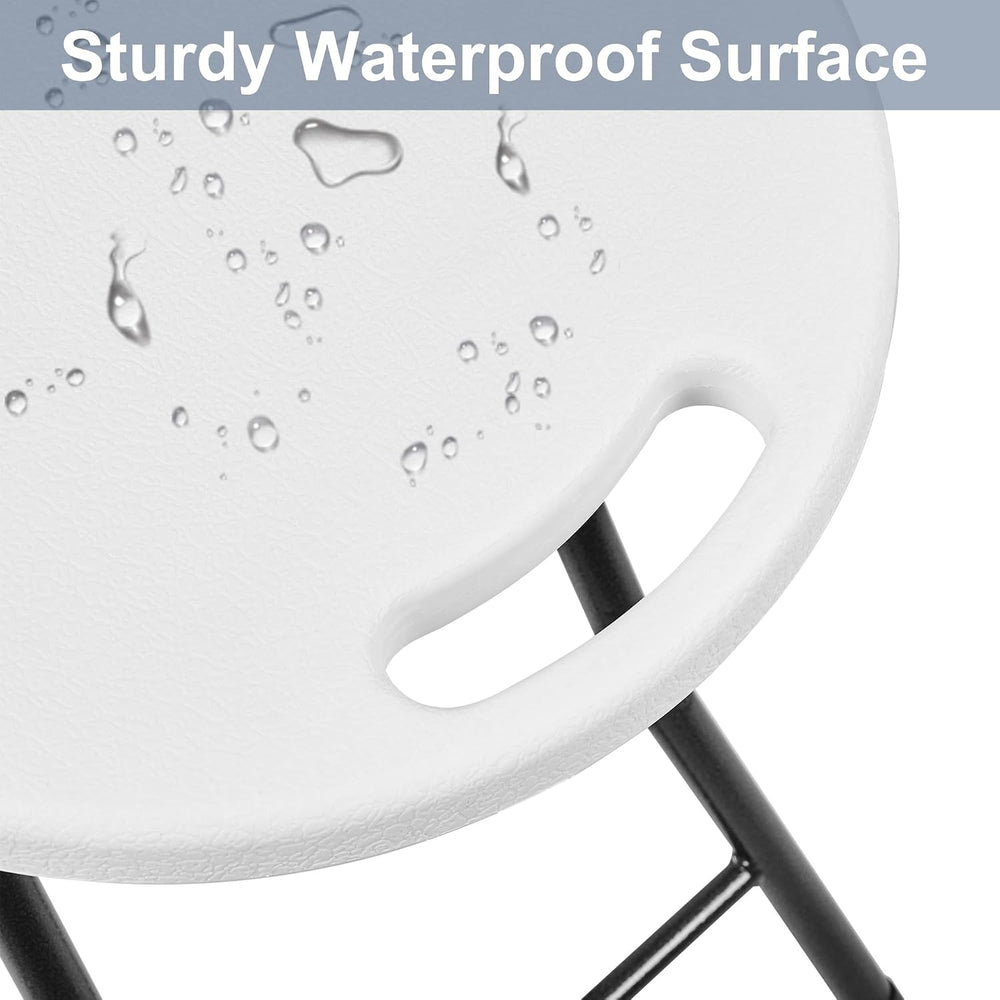VECELO Folding Stool 18" with Handle, Solid Bottom Support, Iron X-Frame...