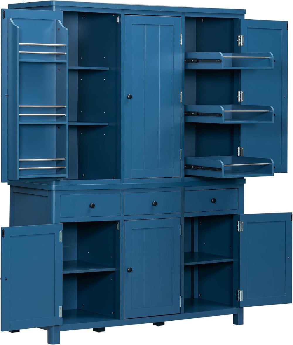 Merax 74.8'' Tall Kitchen Pantry Storage Cabinet with 6 Doors, 3 Draw...