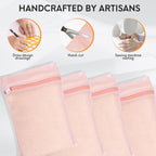 4 Piece Pink Small, Durable Organic Cotton Mesh Laundry Bag with Strong Zipper and Breathable Mesh, Delicate Laundry Bag for Underwear, Clothes, Pants and Socks