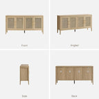 SICOTAS TV Stands for Living Room Bedroom - Farmhouse Entertainment Center TV Console with 4 Doors Cabinet, 59" Television Stands Media Console Credenza for 45 50 55 60 65 Inch TVs, Light Walnut