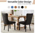 Modern Dining Chairs Set of 6, Tufted Upholstered Dining Chairs with Solid Wood Legs, Black Linen Fabric Kitchen Chair, Sillas de Comedor, Comfy Kitchen Chair (Black, Linen, 6Pcs)