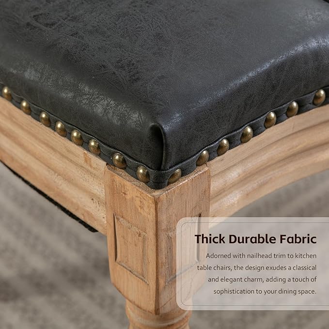 PU Leather Upholstered Dining Chairs Set of 6 French Country Round Back Kitch...