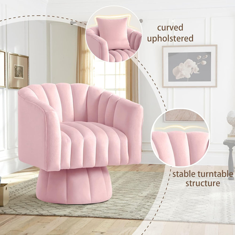 YSICK Swivel Accent Chair,360°Swivel Barrel Chairs, Mid-Century Chair with Wi...