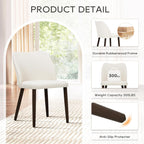 COLAMY Dining Chairs Set of 4, Upholstered Fabric Kitchen Chairs with Curved Back, Padded Seat and Solid Wood Legs, Modern Dining Chair for Kitchen Dining Room, Beige