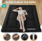 Full Size Japanese Floor Futon Foldable Futon Mattress for Floor Tatami Mattress Portable Bed for Guest Playmat for Kids Tatami Sleeping Pad Japanese Mattress for Adults Black A