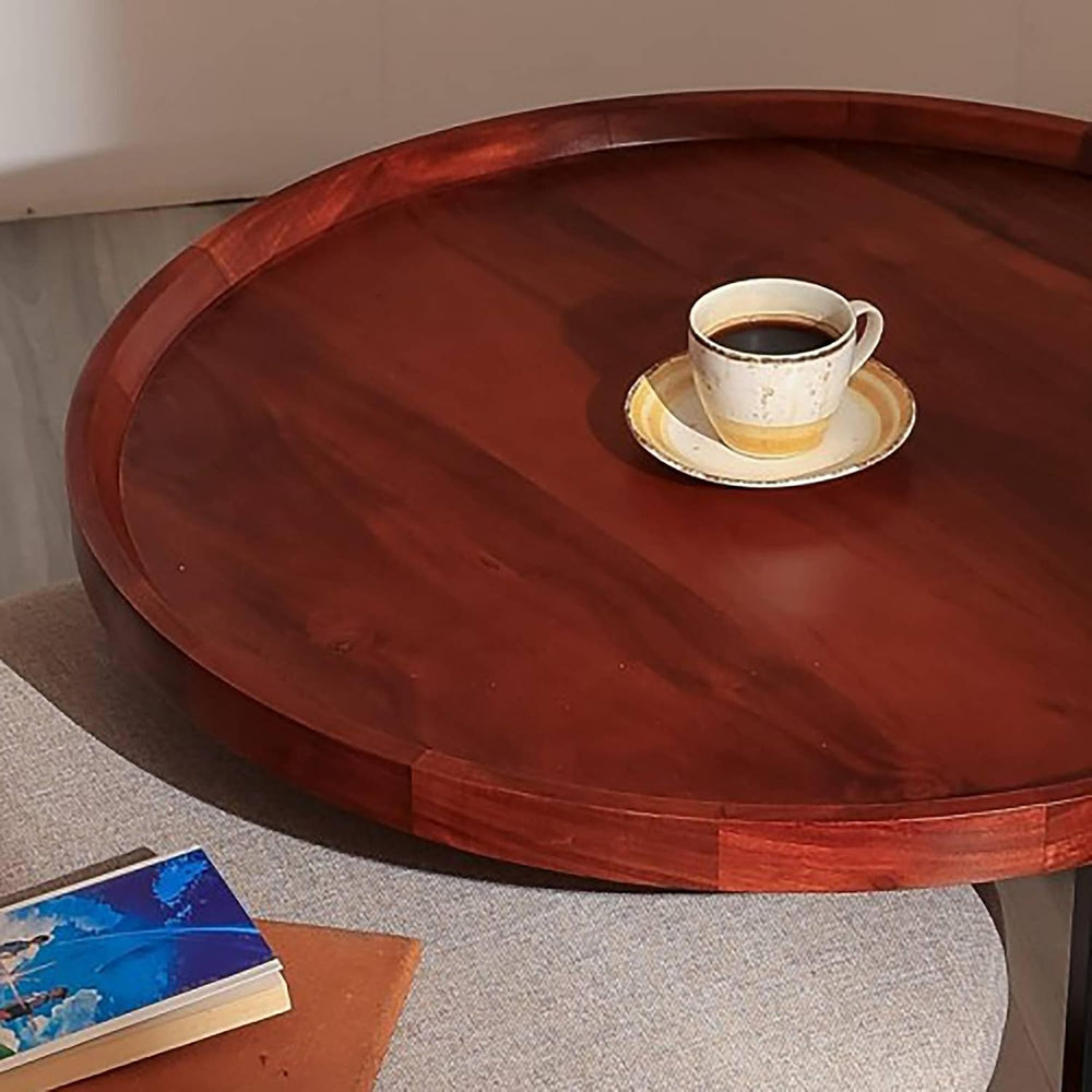 Wooden Table with Metal Stand and Nesting Drum, 27.5X27.5X18
