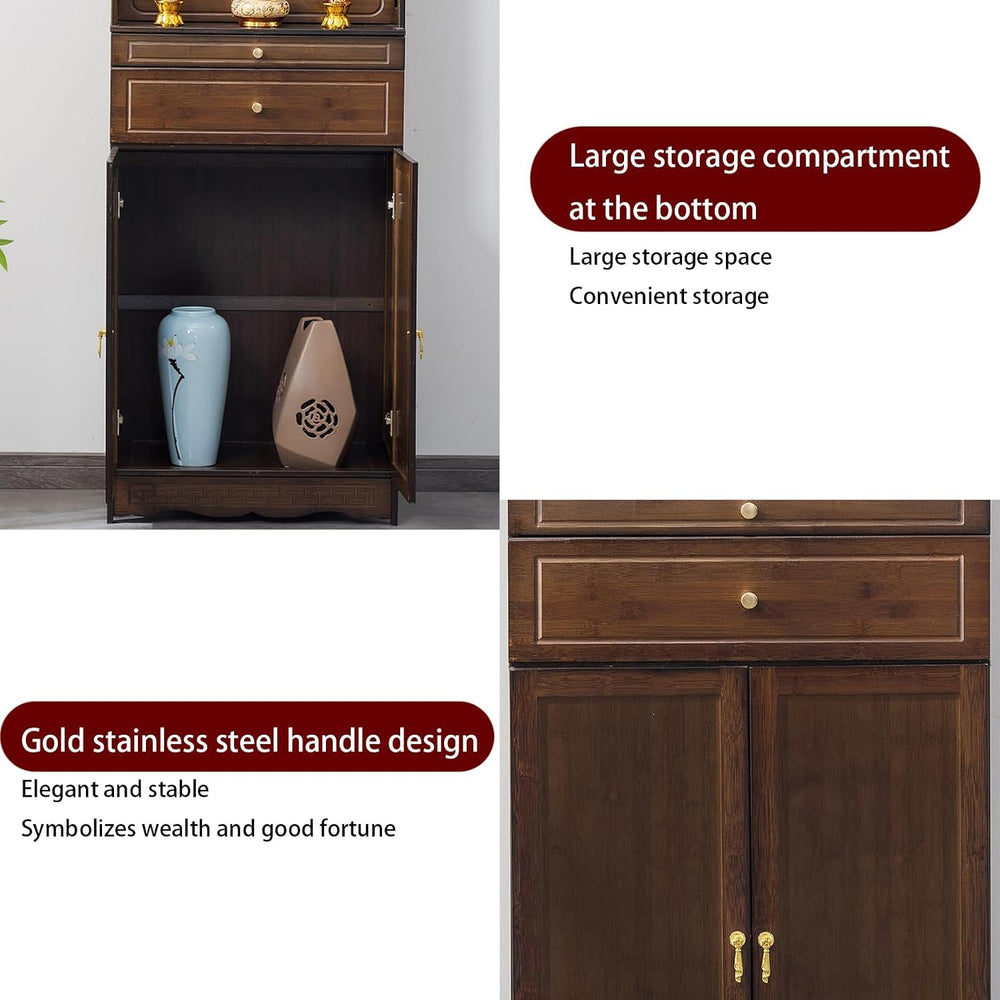 Meditation Cabinet with Drawers and Shelves, Altar Table with Large Storage S...