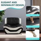 Leather Sectional Sofa Couches, Living Room Furniture Sets, 3 Pieces Modern Sofa Couch Set for Living Room/Apartment/Office/Bedroom, Black & White