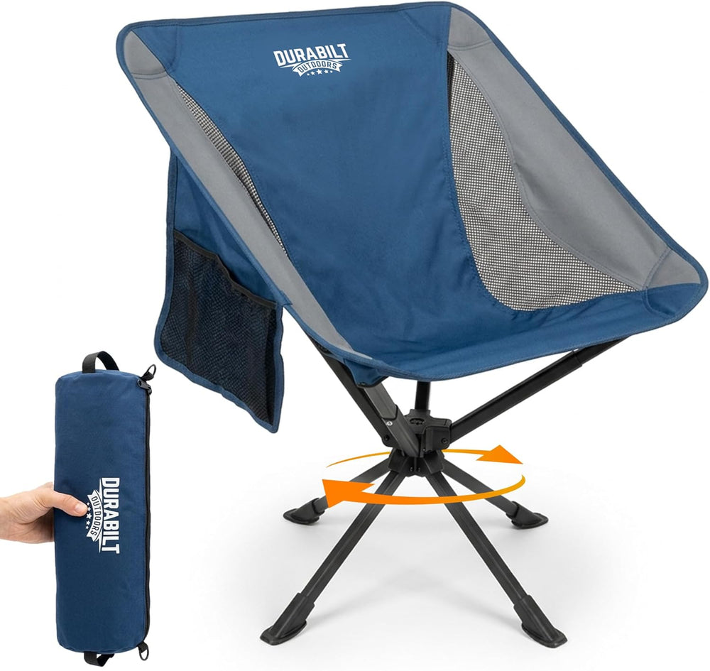 360° Rotation Swivel Camping Chair- Holds 330lb, Small Portable Folding Chair...