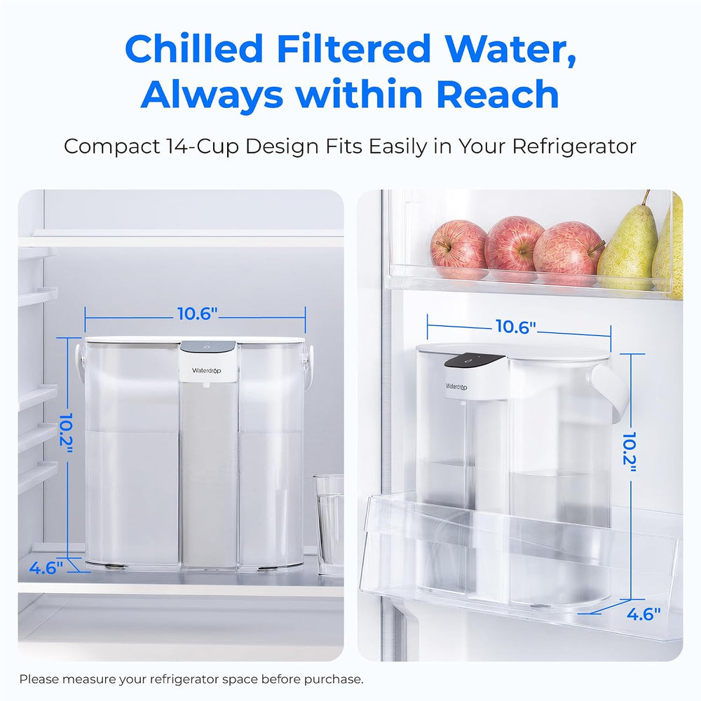 Waterdrop ED02W Compact Electric Water Filter Pitcher, 14-Cup, White