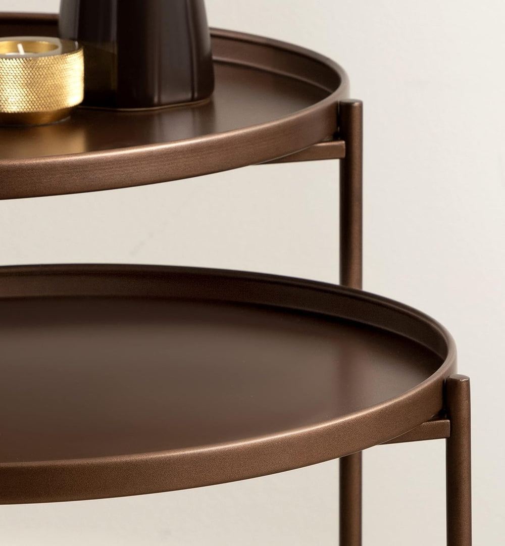 Kate and Laurel Ulani Modern Nesting Side Table; Set of 2; Bronze; Sophistica...