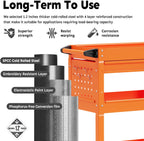 3-Tier Rolling Utility Cart, Metal Heavy Duty Utility Cart on Wheels with Lockable, 330 lb. Load Large Storage Capability Tool Cart for Garage, Warehouse, Repair Shop（Orange）