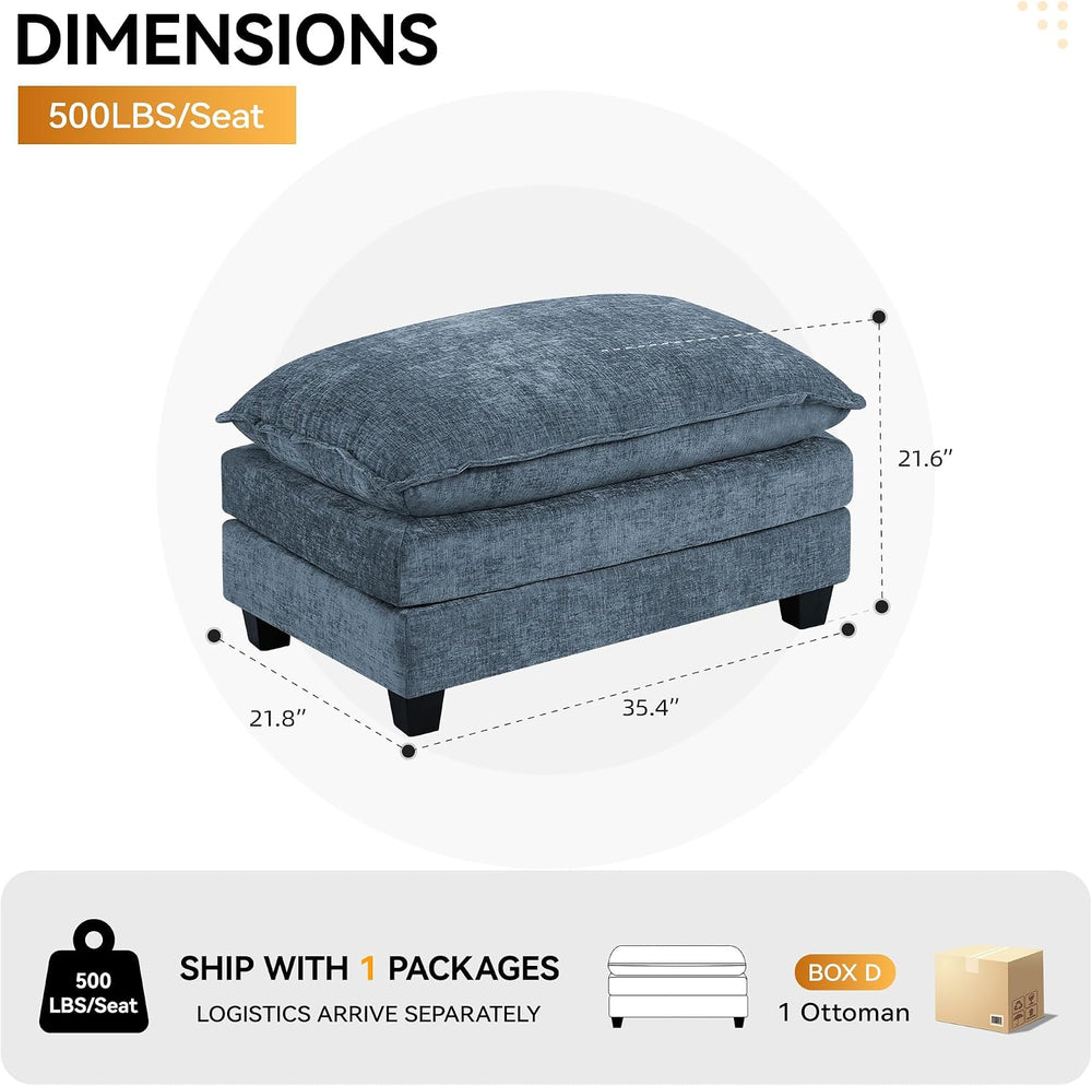 35‘’ Modern Chenille Cloud Sofa Ottoman,Rectangle Ottoman for Modular Section...