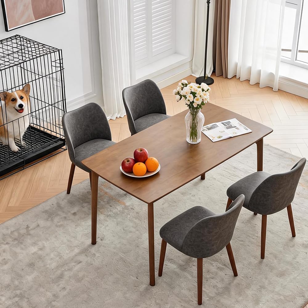 Modern Dining Chairs Set of 4, Upholstered Faux Leather Kitchen Side Chairs w...