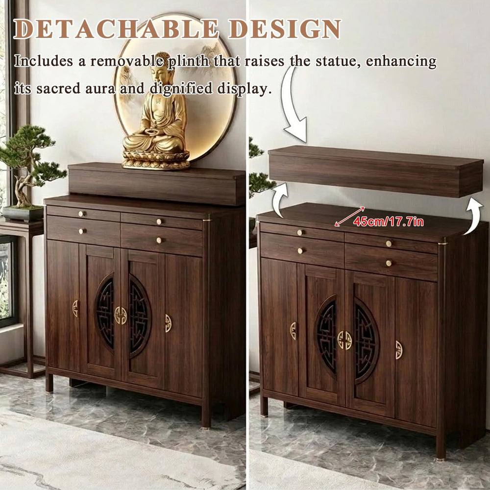 Personal Shrine Altar Table, Solid Wood Frame Buddhist Altar Cabinet, Meditat...