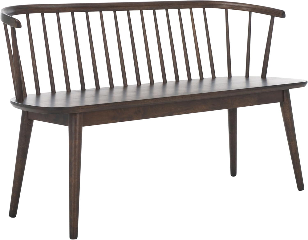 SAFAVIEH Furniture - Blanchard Spindle Bench - Dark Walnut - Solid Wood - Cla...