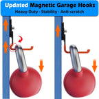 MUTUACTOR New Updated Super Strong Magnetic Hooks,40lbs Anti-Scratch Large Garage Hooks for Hanging,2-Pack Magnetic Hooks Heavy Duty for Organizing Heavy Impact Drivers Trailer Cord Garden Tool Box