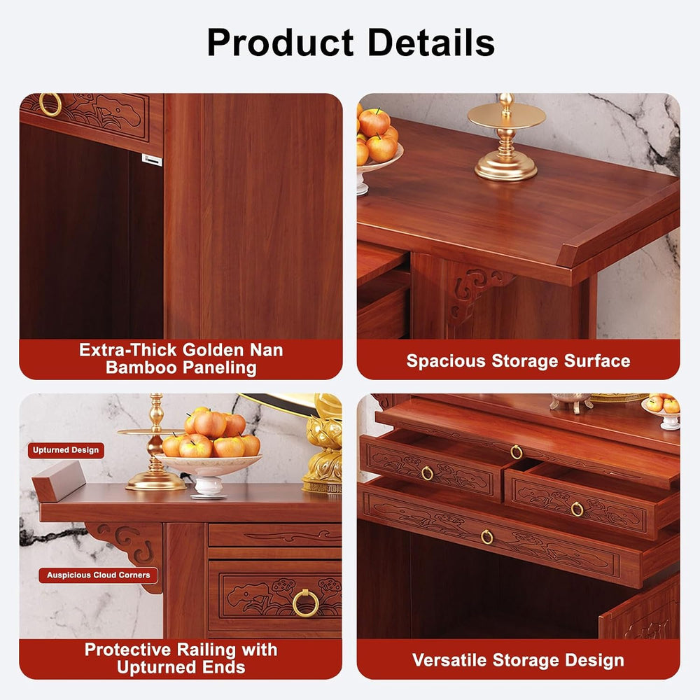 Free Standing Altar Table, Multifunction Meditation Altar Table with Drawer a...