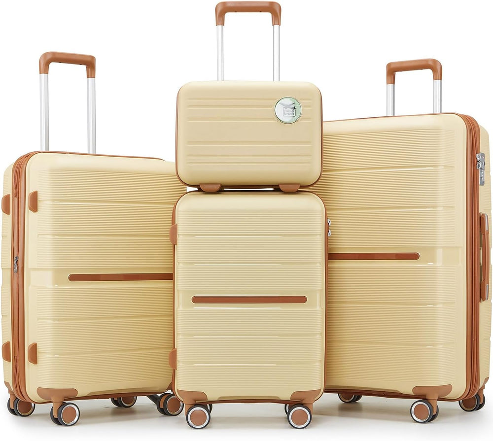 Polypropylene Hard Case Luggage Set, Apricot Cream | Polypropylene Constructi...