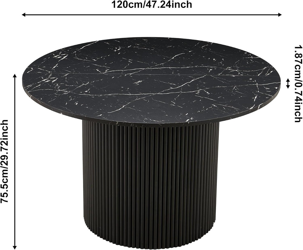 47" Round Dining Table for 4, Modern Farmhouse Marble-Look Foiled Top wi...