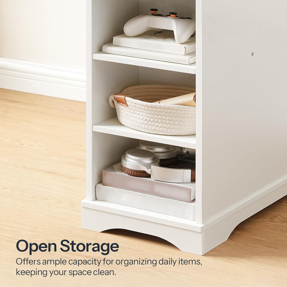 HOOBRO Narrow End Table with Drawers, Farmhouse Nightstand with Charging Stat...
