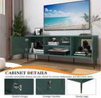 Modern TV Stand for 65/70inch TV, Entertainment Center with Storage Cabinet and Open Shelves, Embossed Pattern TV Stand, TV and Media Console for Living Room, Bedroom, Green