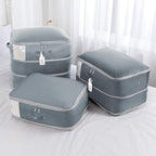 Comforter Storage Bag - Large Capacity Blanket Storage Bags 3-Layer Ultra Space Saving Self Compression Organizer, Washable Compression Bags for Storage Comforter Blanket, 8-Pack, Grey