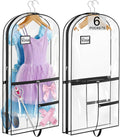 SLEEPING LAMB Dual-sided 6 Pockets Dance Garment Bags for Dancers, 40" Clear Kids Dance Costume Bag for Dance Competition Hanging Garment Bag for Ballet, Outfits, Cheer Uniform, Dress, 2 Packs, Black