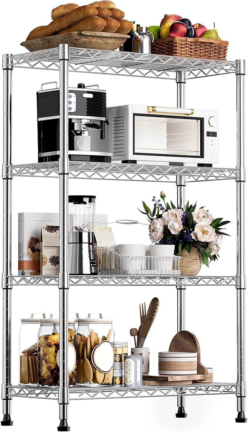 M MZG 1000 lbs Storage Shelving Steel Heavy Duty 4-Tier Utility Shelving Unit...