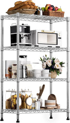 1000 lbs Storage Shelving Steel Heavy Duty 4-Tier Utility Shelving Unit Steel Organizer Wire Rack for Home,Kitchen,Office,Chrome (13.7" D x 29.5" W x 47.2" H)