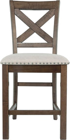 Signature Design by Ashley Moriville Rustic Farmhouse 24.5" Upholstered Barstool, 2 Count, Beige & Brown