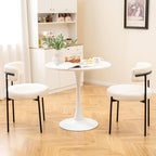 Giantex Boucle Dining Chairs Set of 2, Upholstered Round Kitchen Chair with Curved Backrest & Metal Legs, Modern Armless Side Chair, White Sherpa Accent Chairs for Dining Room
