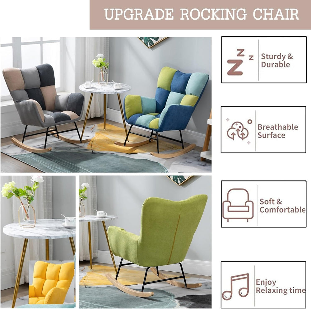Modern Indoor Bedroom Rocking Chair with Cushion, Indoor Bedroom Upholstered ...