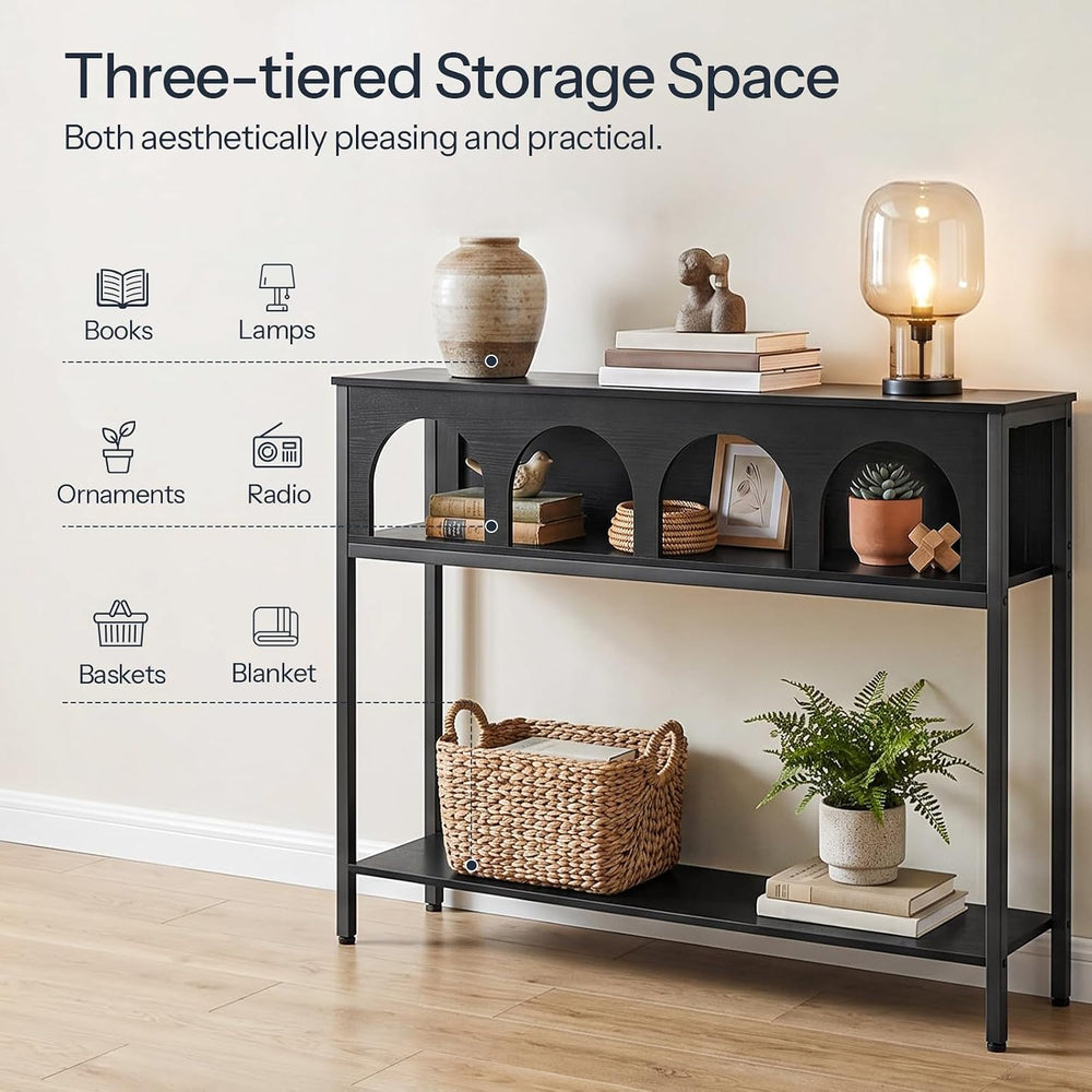 HOOBRO Narrow Console Table, Entryway Table with 3-Tier Storage | Sofa Table,...
