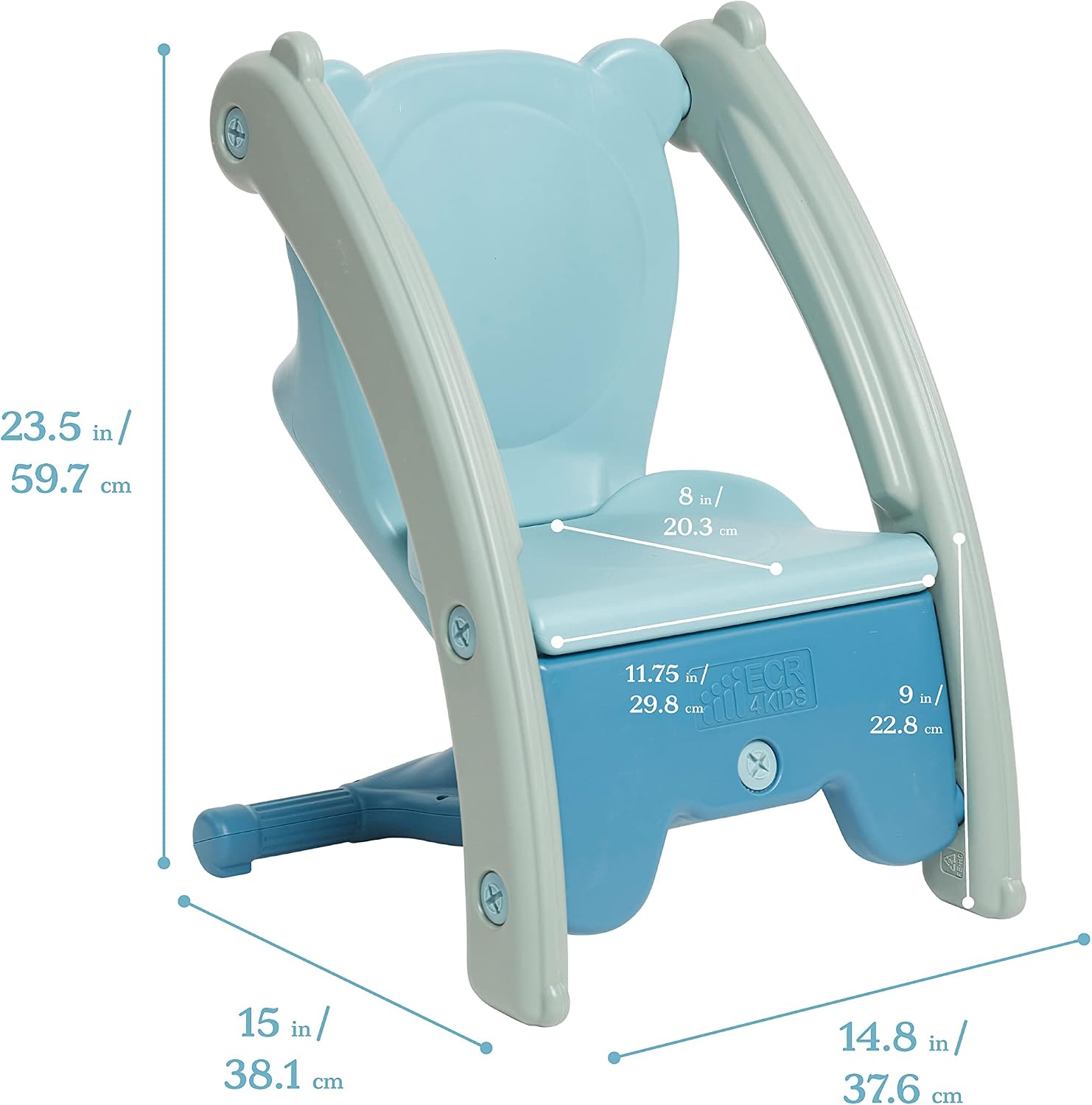 ECR4Kids Sit-N-Rock Plastic Toddler Chair and Rocking Horse, Flexible Seating, Seafoam