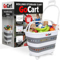 dbest Products Folding Gocart Laundry Basket with Wheels, Multi Use Collapsible Grocery Shopping Cart, White