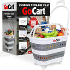 dbest Products Folding Gocart Laundry Basket with Wheels, Multi Use Collapsible Grocery Shopping Cart, White