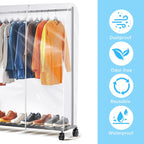 Clear Clothes Rack Cover 6Ft Garment Rack Cover Transparent Clothing Rack Cover With 2 Durable Zipper Waterproof Protector for Garment Rack (71"L x 20"W x 60"H, Rack Not Included)