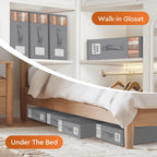 2 Pack Bed Sheet Closet Organizers and Storage,Sturdy Foldable Storage Containers with Window and Label,Storage and Organization for Bedding Sheets,Duvet Covers,Blankets (Grey)