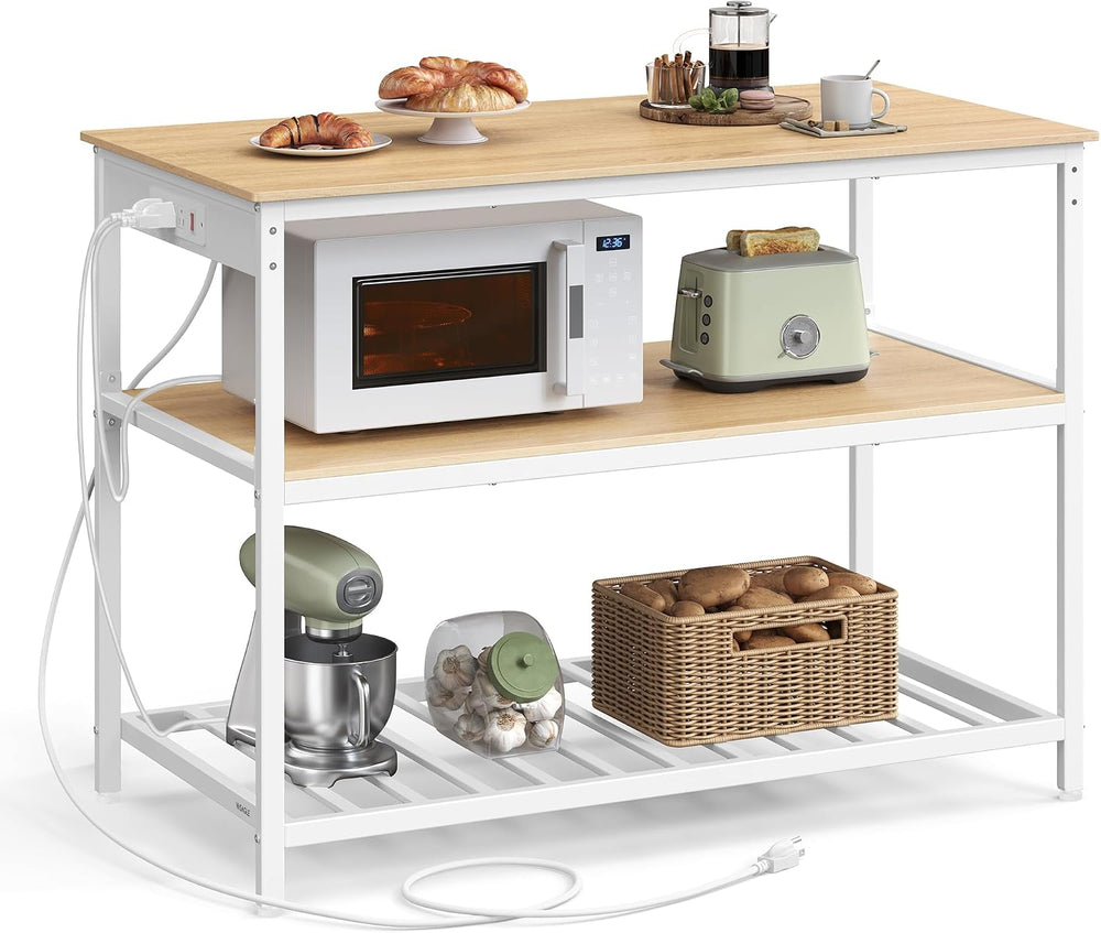 VASAGLE Kitchen Island with 3 Shelves, Storage Cabinet, Steel Structure | Kit...