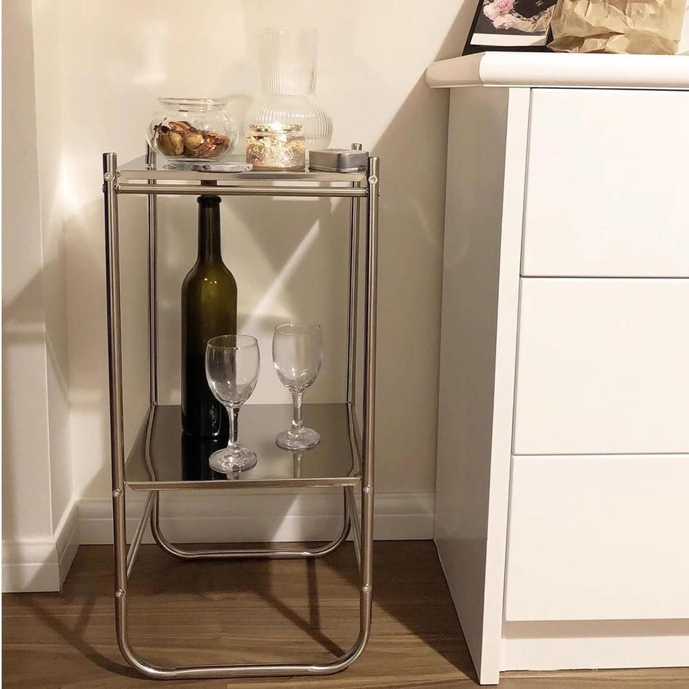 Stainless Steel Side Table,mid-Century Modern Nightstand,Minimalist 3 Tier St...