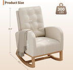 GarveeHome Nursery Rocking Chair, Teddy Fleece Upholstery, Sturdy Wooden Legs & High Backrest, Comfortable Glider Rocking Chair for Living Room or Bedroom, White