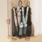 Hollow-out Umbrella Stand with Wheels/without Wheels Commercial Umbrellas Holder H 17.7/19.7" Multifunctional Cane Holder with Divided Storage Iron Frame