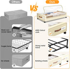 Under Bed Storage with Wheels 2Pack Underbed Storage with Clear Window&Label Under Bed Drawers Large Capacity Rolling Under Bed Storage for Clothes,Shoes, Blankets (Beige)