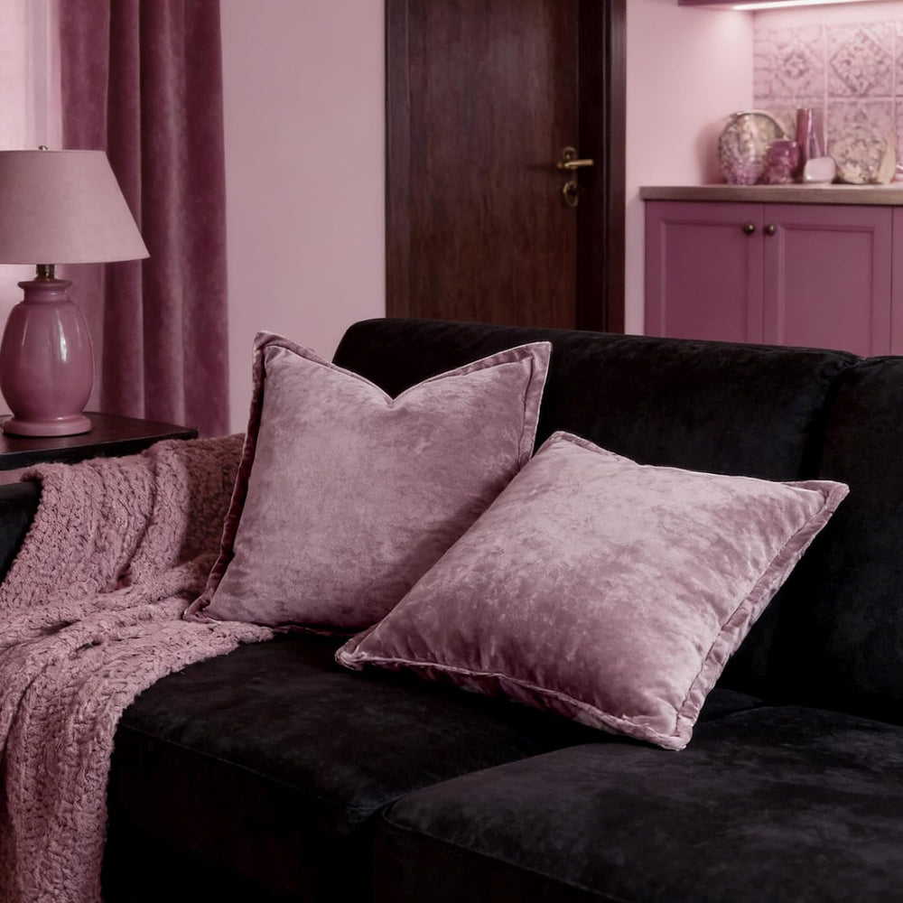 Luxurious Velvet Euro Shams Decorative Throw Pillow Covers 26x26 Set of 2 Sol...